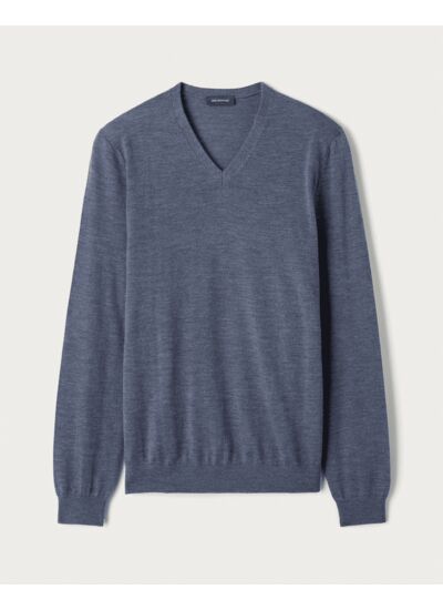 Pull col V ultrafin - Homme - BLEU APATITE