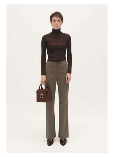 Pantalon droit imprimé chocolat