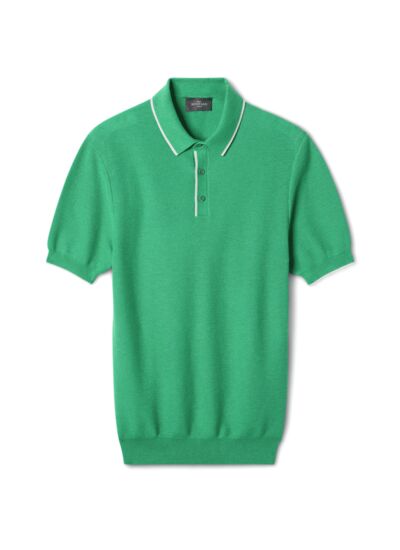 Polo piqué finitions contrastées - Homme - VERT TUPPER/NATUREL