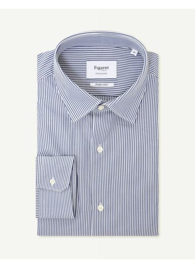 Chemise Ajustée en popeline rayée bleue