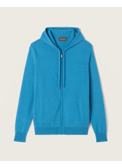 Pull à capuche zippé - Homme - BLEU CALDERO