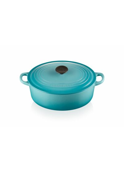 Cocotte ovale 29cm en fonte émaillée bleu caraïbes