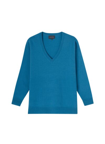 Pull V ample - Femme - BLEU CALDERO