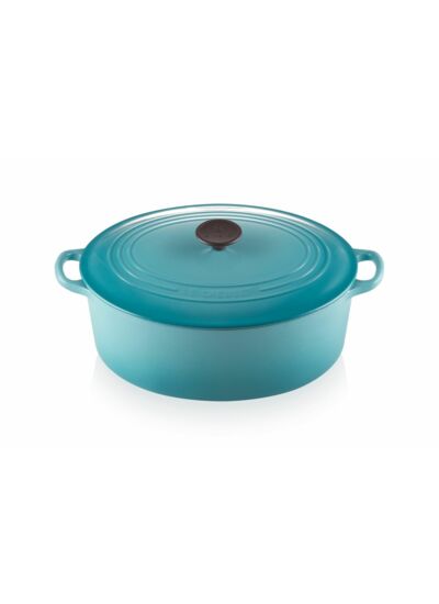 Cocotte ovale 31cm en fonte émaillée bleu caraïbes