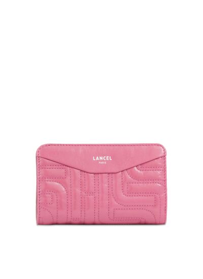 Midi-Minuit De Lancel - Portefeuille Rectangulaire Compact Zippe - Cerise