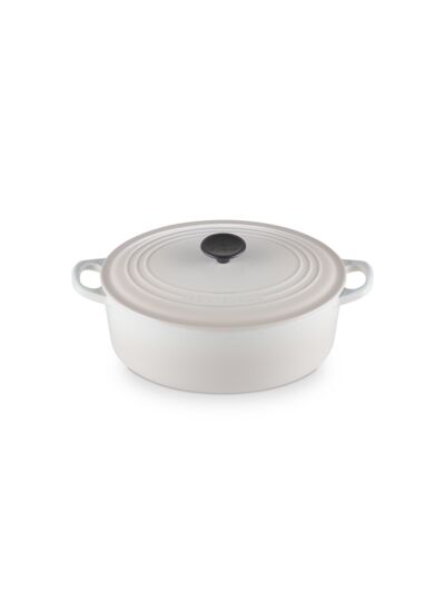 Cocotte ovale 29cm en fonte émaillée meringue