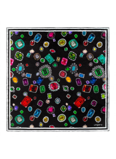 Foulard soie Perla Black - 90 cm x 90 cm