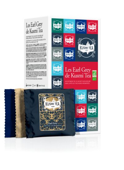 Les Earl Grey bio - Etui carton 24 sachets mousseline enveloppés -48gr