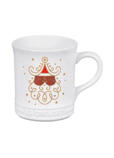 Mug 400ml Blanc Père-Noël noir en céramique