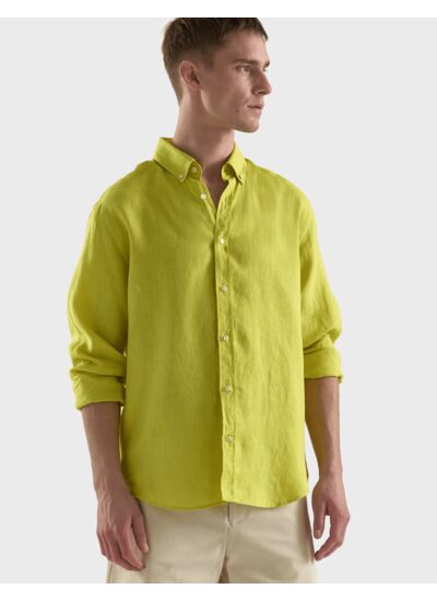 Chemise Gaspard en lin jaune anis