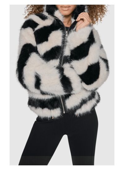 SHORT ZEBRA FAUX FUR