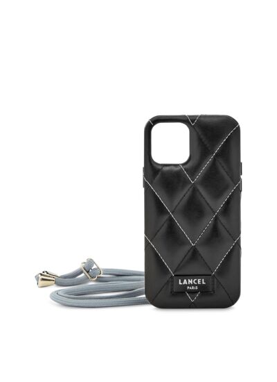 Accessoires High tech - Coque Iphone 12/12 PRO matelassée avec bandoulière - Noir