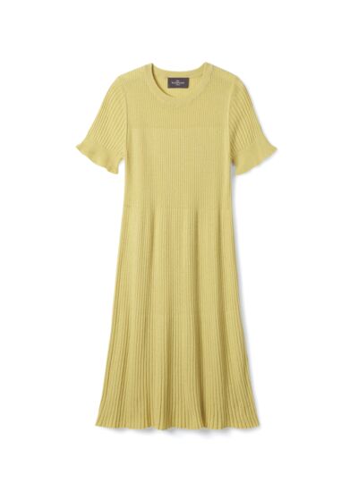 Robe courte évasée plissée - Femme - JAUNE BUVARD