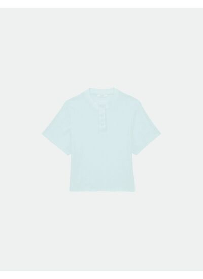 Top Tyno-T-shirt à boutons en coton bleu ciel