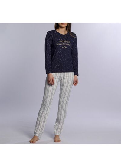 Pyjama femme AURORE marine/imprimé