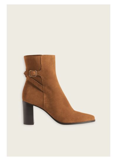 Bottines cuir suède caramel