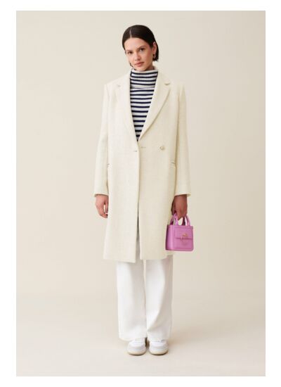 Manteau mi-long tailleur écru