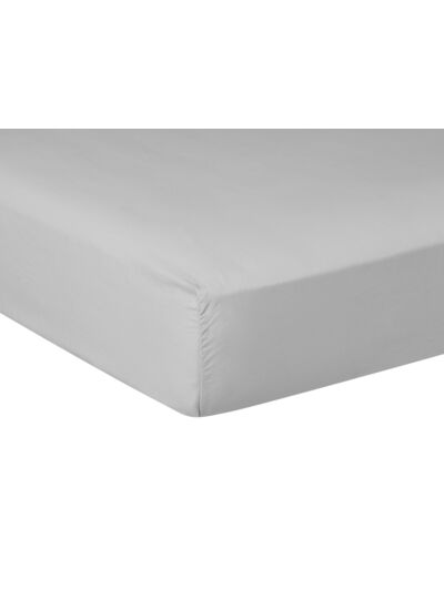 DRAP HOUSSE | Pure White Percale Lavée - Light Grey