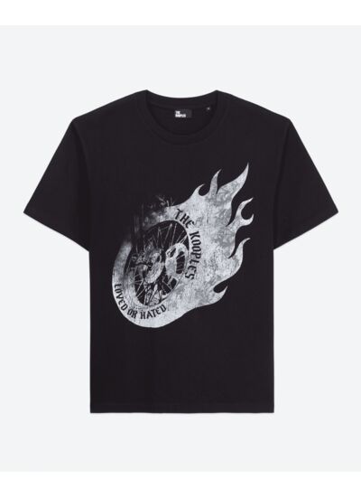 T-Shirt Manches Courtes Avec Print Roue Et Flammes Homme