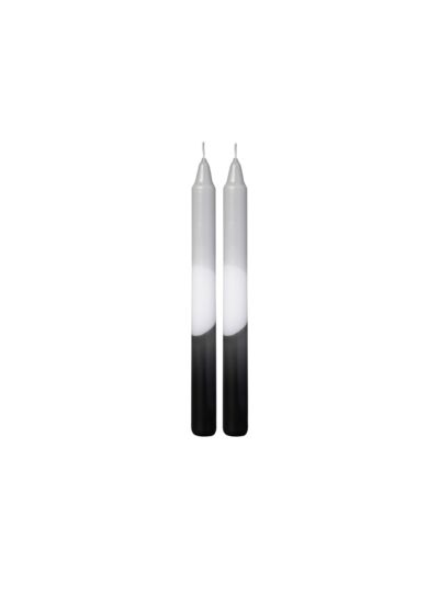 Black XMAS - Lot de 2 bougies tie and dye, noir/blanc/gris, 23x2cm