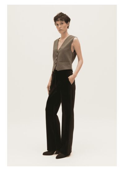 Pantalon tailleur velours chocolat