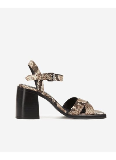 Sandales A Talon En Cuir Embossee Python