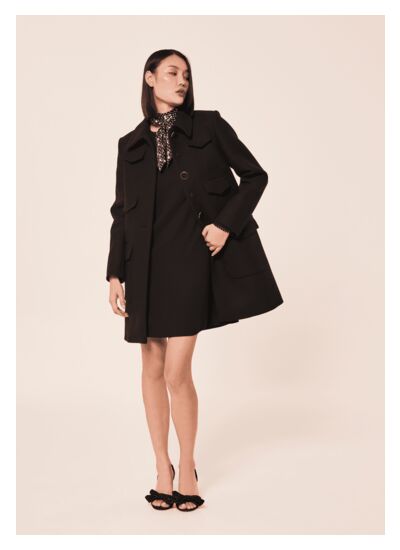 Manteau Marin-noir en drap caban