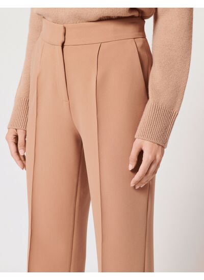 Pantalon Pervenche-Pantalon large en crêpe camel