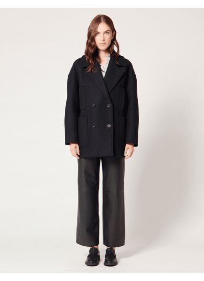 Manteau Martial Marine en Laine