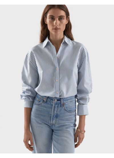 Chemise oversize Delina rayée bleue