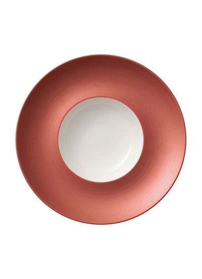 Manufacture - Assiette creuse, ronde, cuivrée, en porcelaine haut de gamme, diamètre 29 cm
