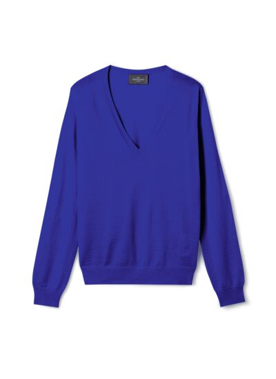 Pull col V ultrafin - Femme - BLEU DELPHINIUM