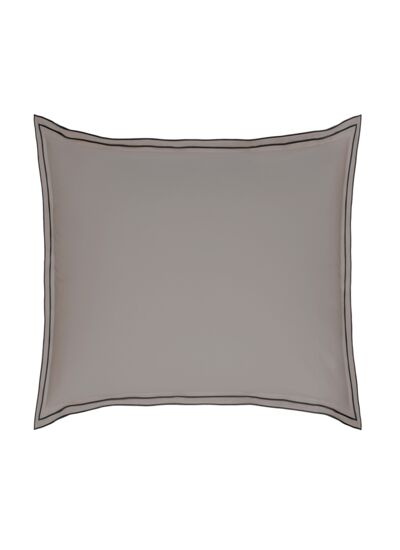 TAIE D'OREILLER | Pure White Percale Lavée - Cocoa - Finition Black