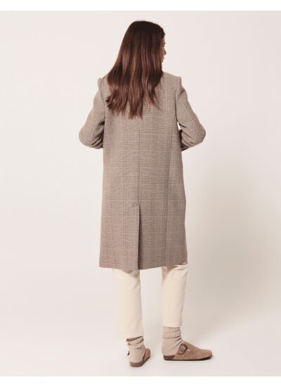 Manteau Marc-Manteau long à carreaux beige