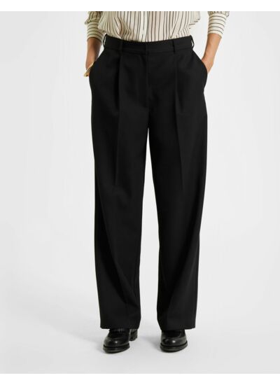 Pantalon Elvira en drap de laine noir