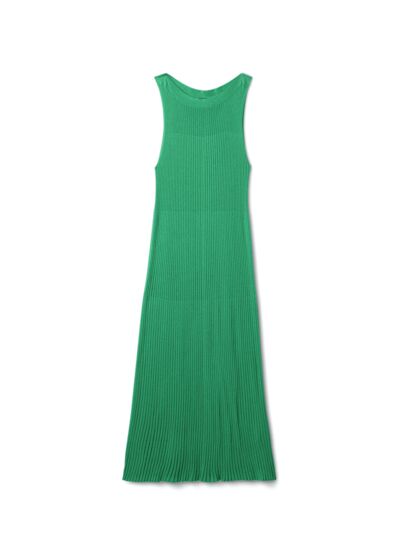 Robe plissée col bateau - Femme - VERT TUPPER