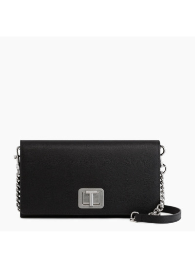 Pochette tout en un avec bandoulière amovible Eva en cuir grain caviar