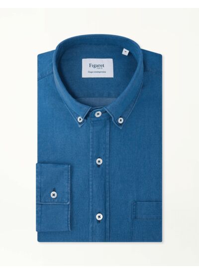 Chemise Contemporaine en twill bleu