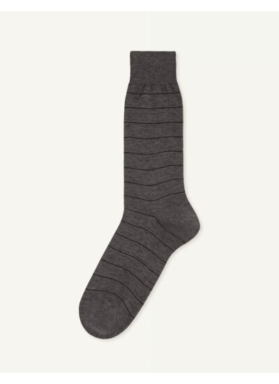 Chaussettes courtes en fil d'Ecosse rayé gris