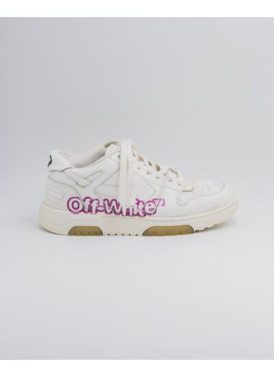 Out Of Office "Ooo" Logo White, Fuchsia Low Top Sneakers