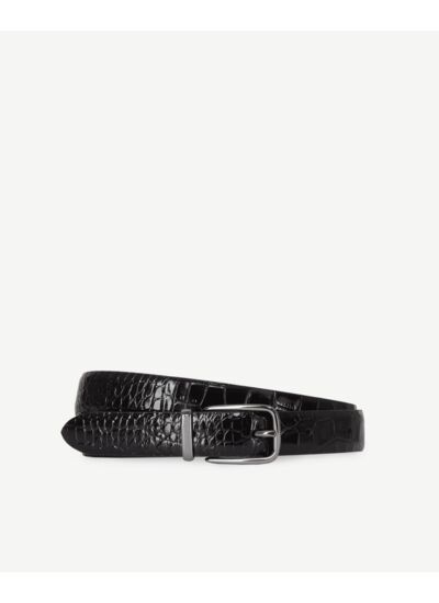 Ceinture En Cuir Noir Effet Crocodile