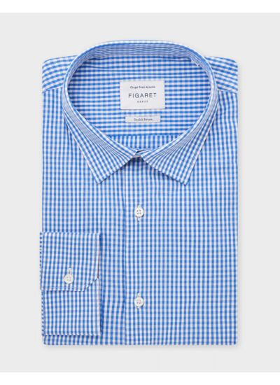 Chemise Semi-ajustée à carreaux bleus