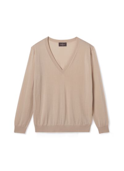 Pull V ample ultrafin - Femme - CAMOMILLE