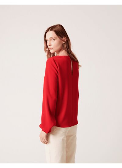 Blouse Tabeca-Blouse fluide à manches longues rouge