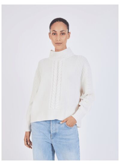 Pull col montant en laine Franek ECRU