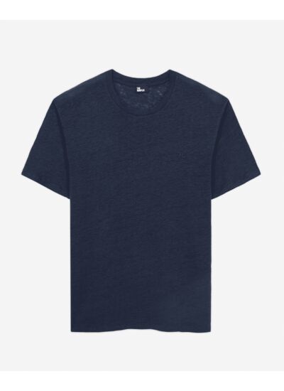 T-Shirt Manches Courtes En Lin Avec Broderie Poitrine Homme