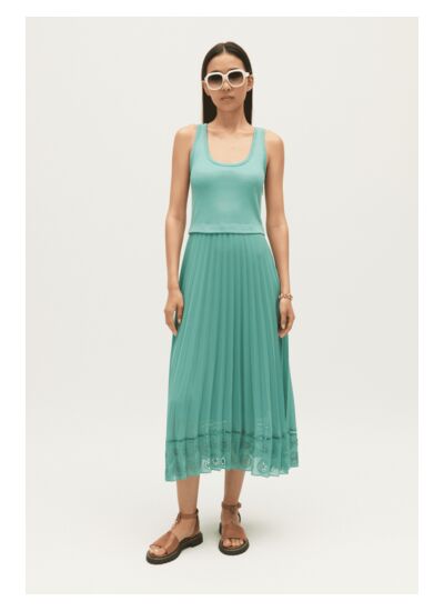 Robe midi bimatière vert d'eau