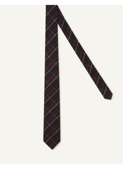 Cravate fine en twill à carreaux rouges et marines