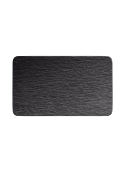 Manufacture Rock - Assiette de présentation rectangle, noire en porcelaine haut de gamme