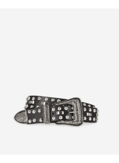 Ceinture Taille Basse En Cuir Avec Clous Et Rivets